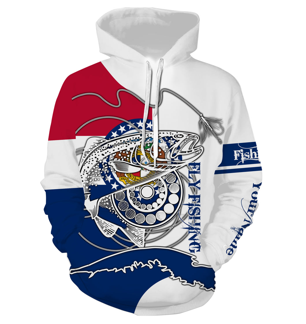 Trouts fly fishing in Missouri flag patriotic Custom name fishing jerseys  | Hoodie - NPQ820