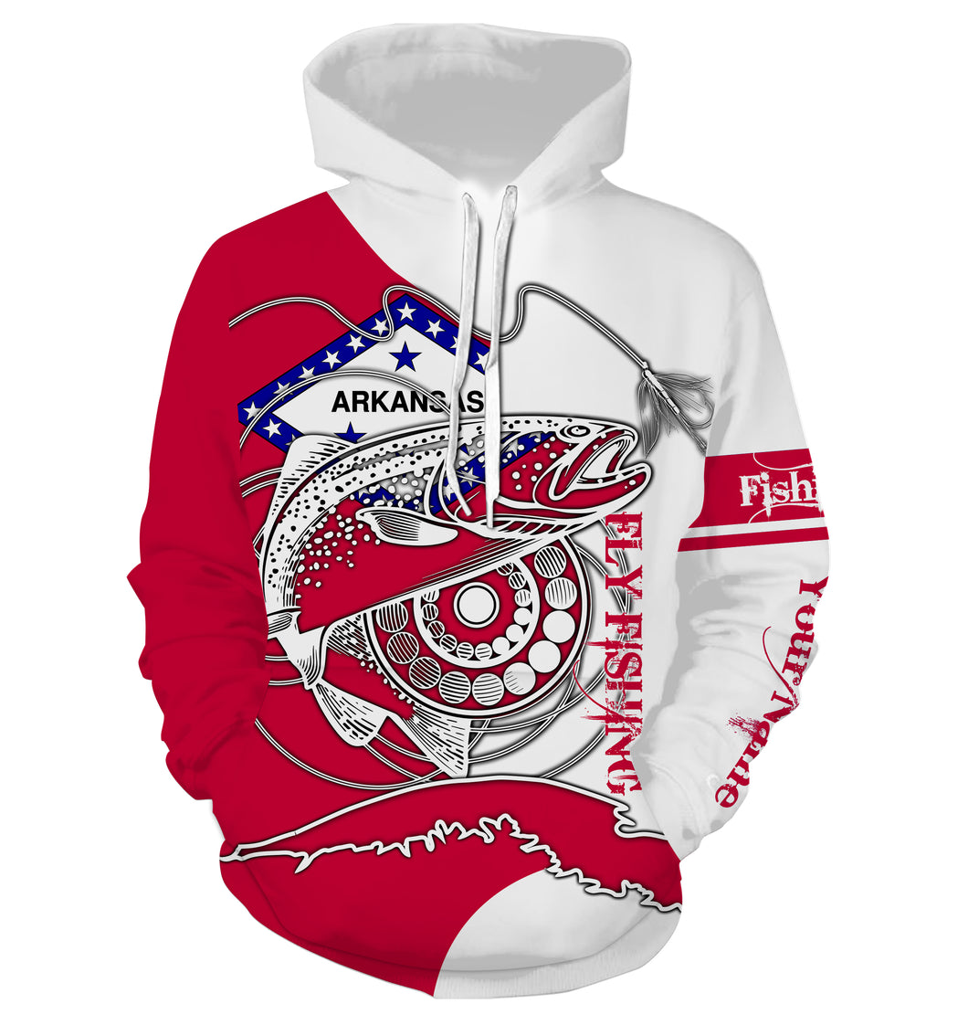 Trouts fly fishing in Arkansas flag patriotic Custom name fishing jerseys  | Hoodie - NPQ821
