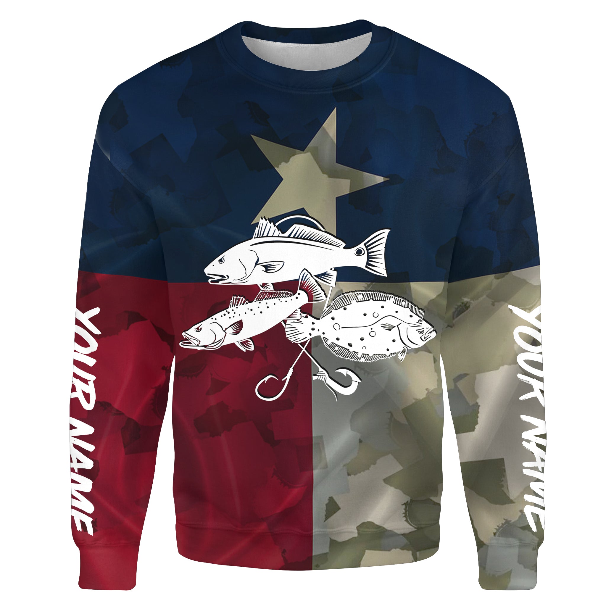 TX Texas Flag Texas slam Fishing Patriotic fishing Custom Sweatshirt fishing gift NPQ356