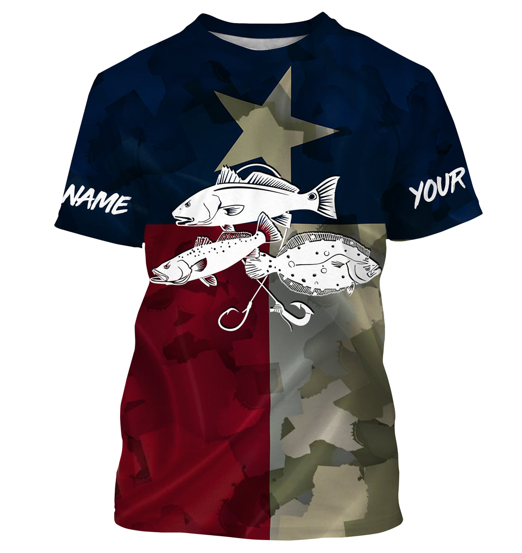 TX Texas Flag Texas slam Fishing Patriotic fishing All-over Print Unisex fishing T-shirt, personalized gift for fisherman NPQ356