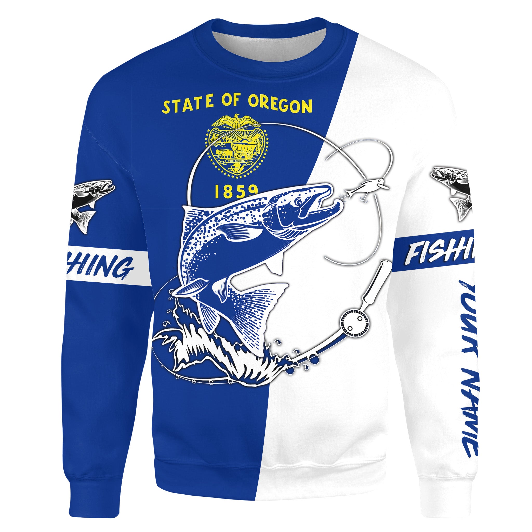 Salmon fishing in Oregon flag patriotic Custom name fishing jerseys | Sweatshirt - NPQ826