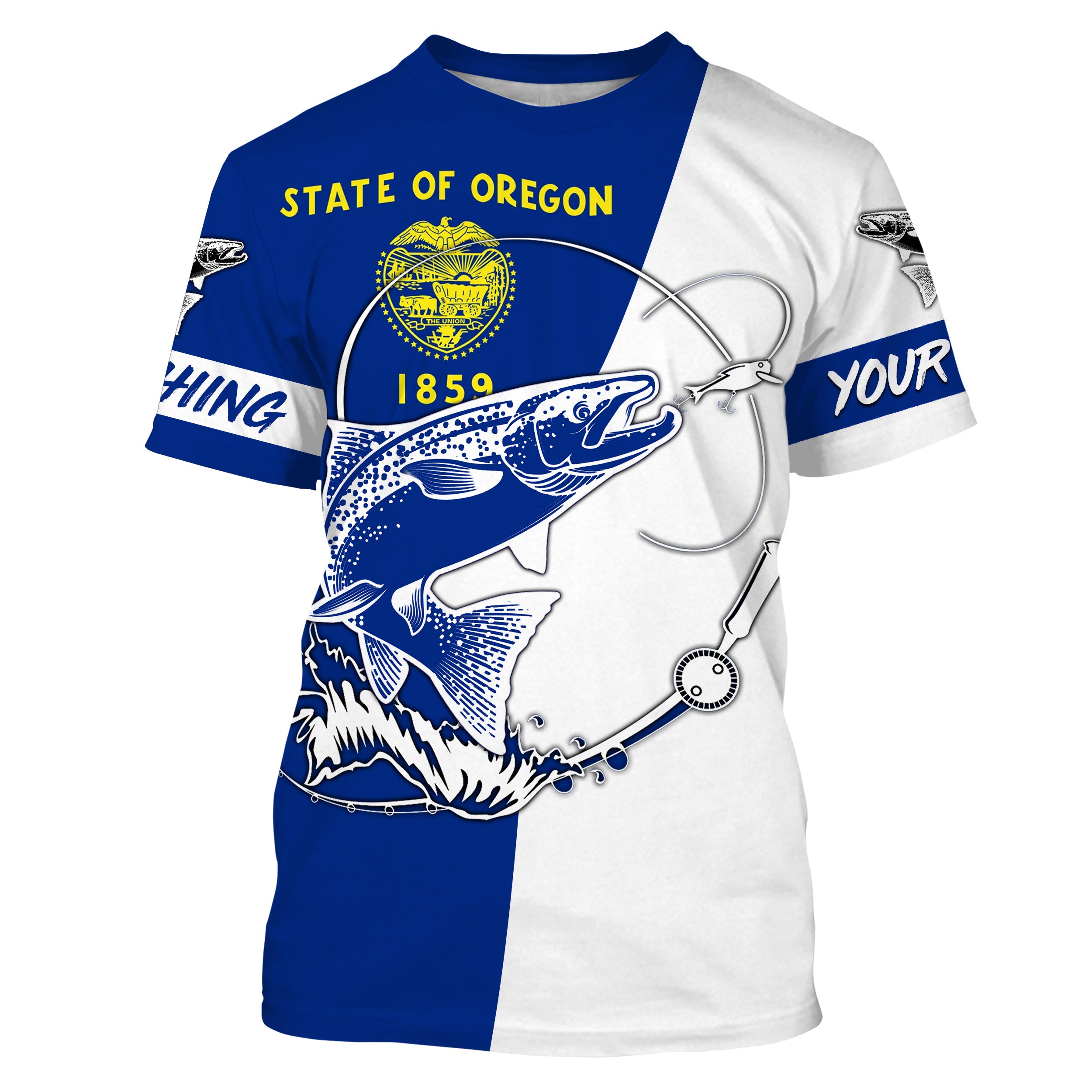 Salmon fishing in Oregon flag patriotic Custom name fishing jerseys | Tshirt - NPQ826