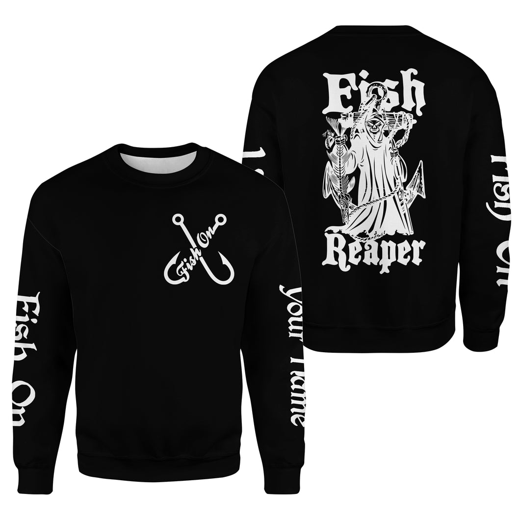 Fish Reaper Fishing black camo fish on Customize name All-over Print Crew Neck Sweatshirt NPQ518