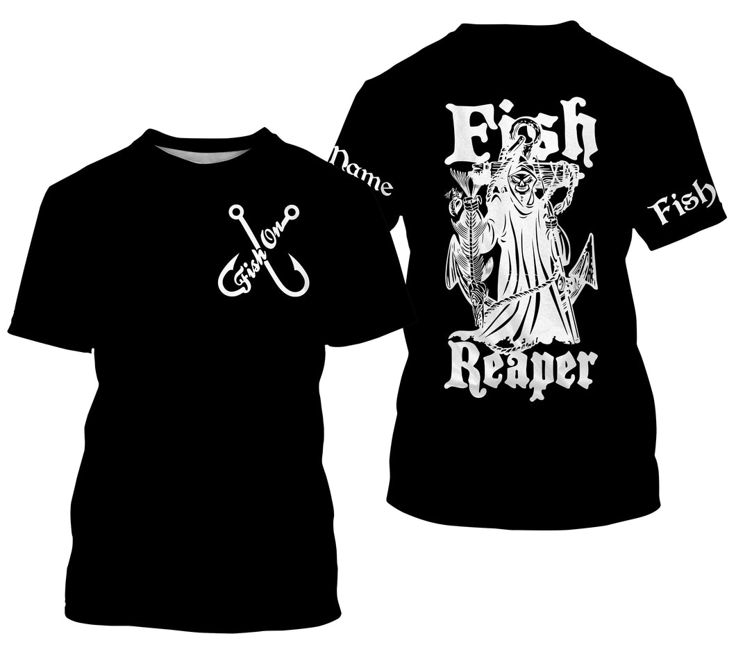 Fish Reaper Fishing black fish on Customize Name All-over Print Unisex fishing T-shirt NPQ518