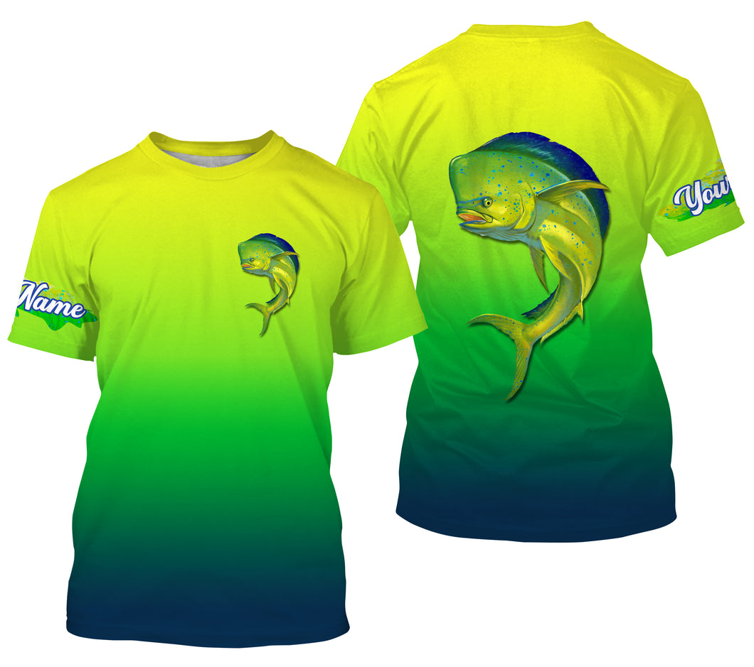Mahi-mahi Dorado fishing green scales Custom Name 3D All Over Printed Shirts, fishing tournament shirts | Tshirt - NPQ558