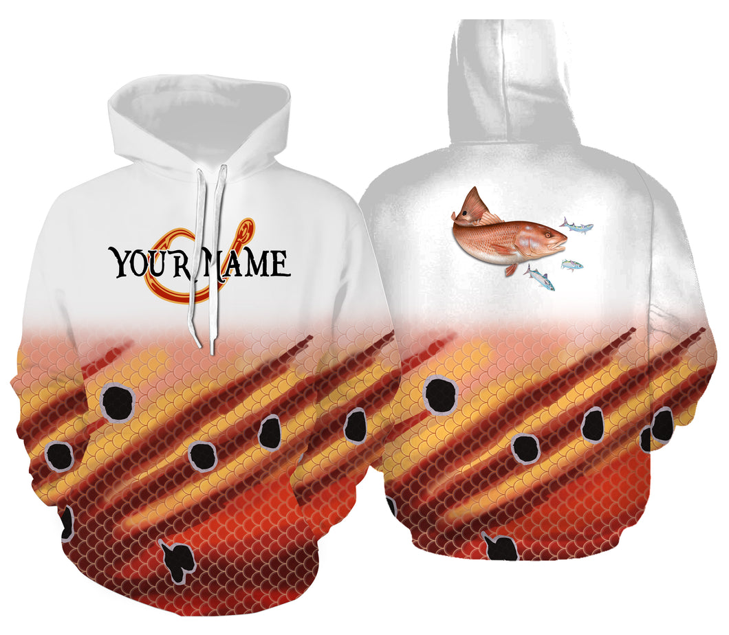 Redfish puppy drum fish hook Customize name 3D All Over Printed fishing hoodie, Fishing gift For men, women NPQ181