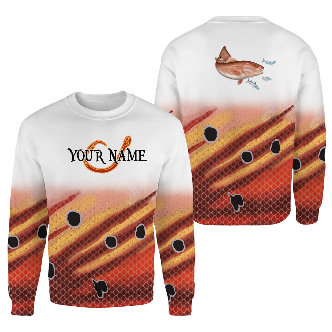 Redfish puppy drum fish hook Customize name 3D All-over Print Crew Neck Sweatshirt, Fishing gift For men, women NPQ181