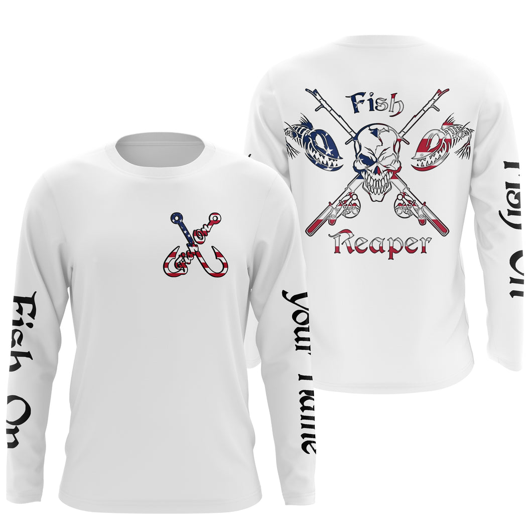 Fish Reaper Fish on American flag patriot fishing Custom name fishing jerseys | Long sleeve, Long Sleeve Hooded NPQ767