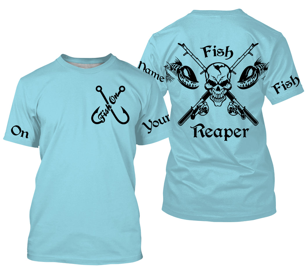 Light blue Fish Reaper fishing fish on Customize Name All-over Print Unisex fishing T-shirt NPQ503