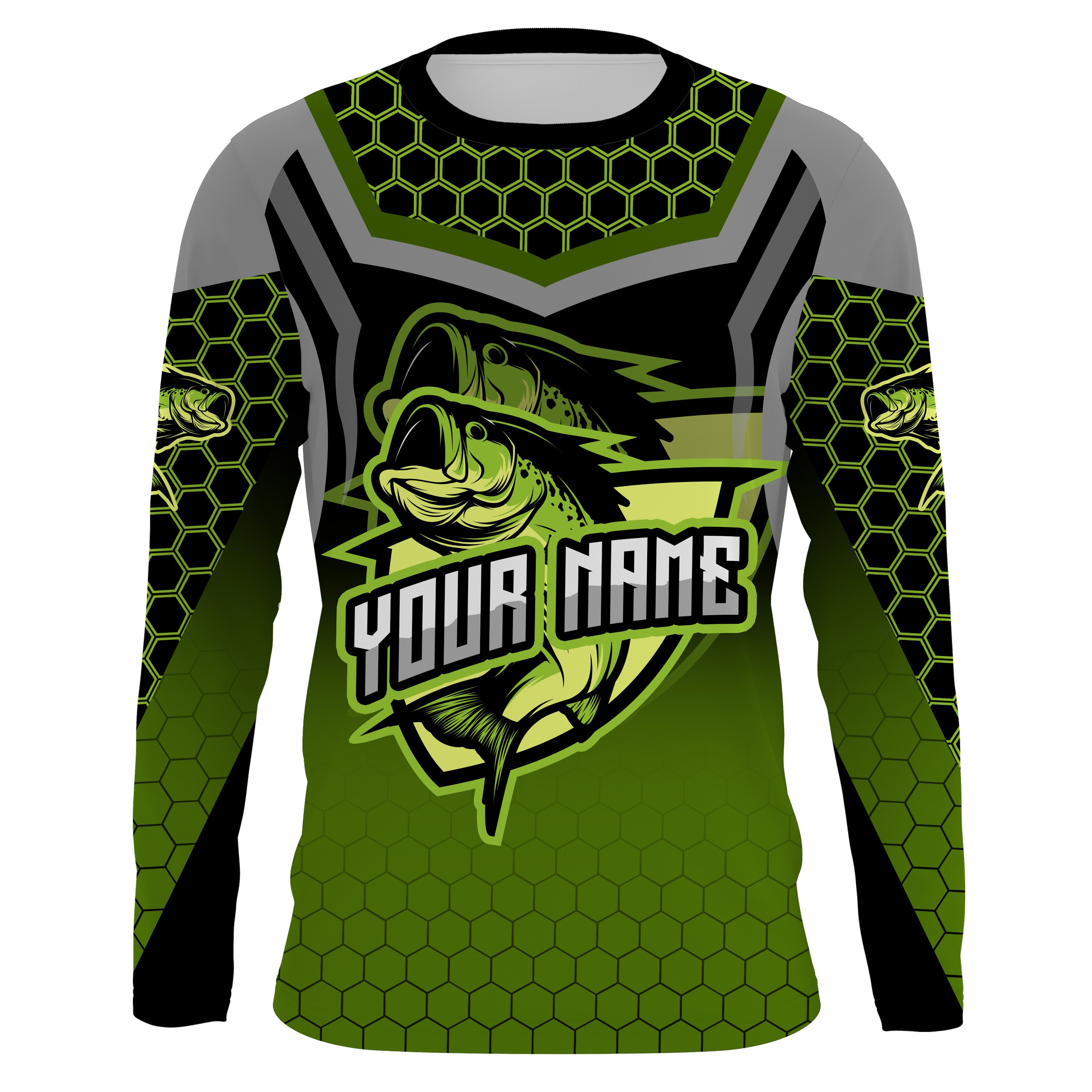 Largemouth bass fishing green shirts Custom name fishing jerseys | Long sleeve, Long Sleeve Hooded NPQ844