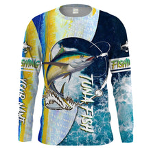Load image into Gallery viewer, Tuna fishing Saltwater Fish ocean blue camo UV protection UPF 30+ long sleeves fishing shirt for men NPQ75
