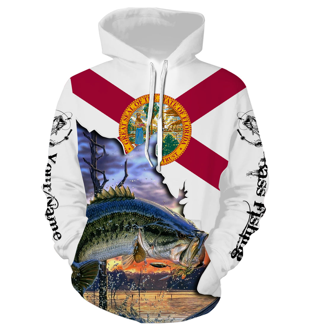 Florida fishing Largemouth Bass Fishing shirts Customize name 3D All Over Printed fishing hoodie NPQ486