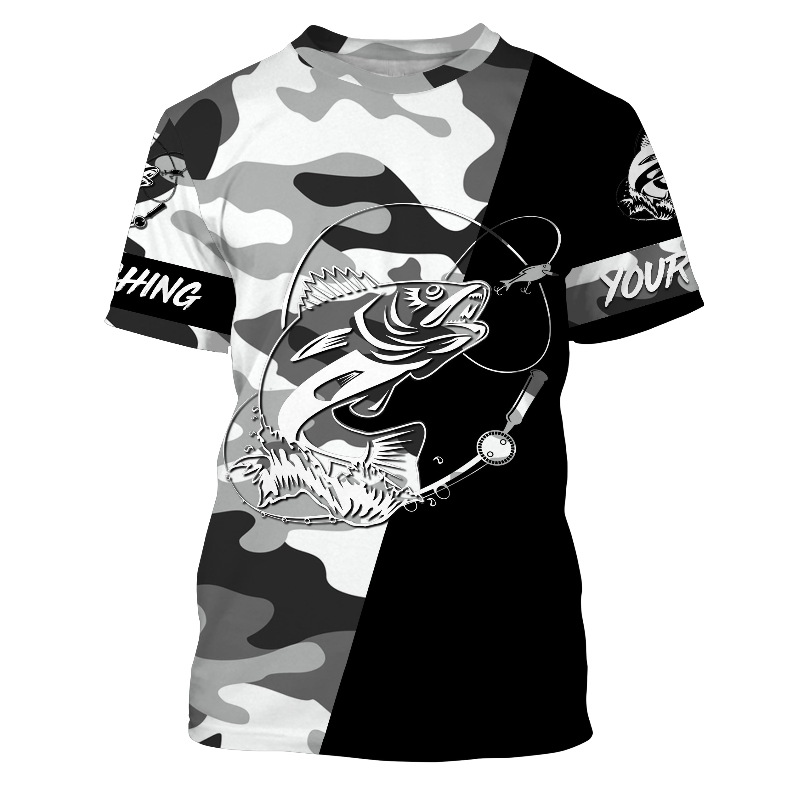 Ice fishing walleye winter camo Custom name fishing shirts jerseys | Tshirt - NPQ938