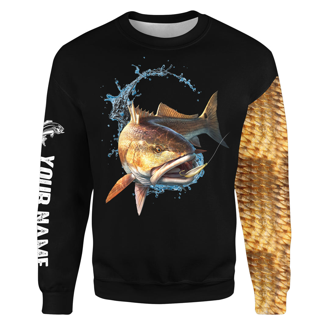 Redfish Puppy Drum fishing Customize name 3D All-over Print Crew Neck Sweatshirt, Personalized Fishing gift For men, women NPQ263