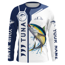 Load image into Gallery viewer, Personalized Tuna fishing sun protection fishing Long sleeve, Tuna saltwater fishing jerseys | Blue NQS5091
