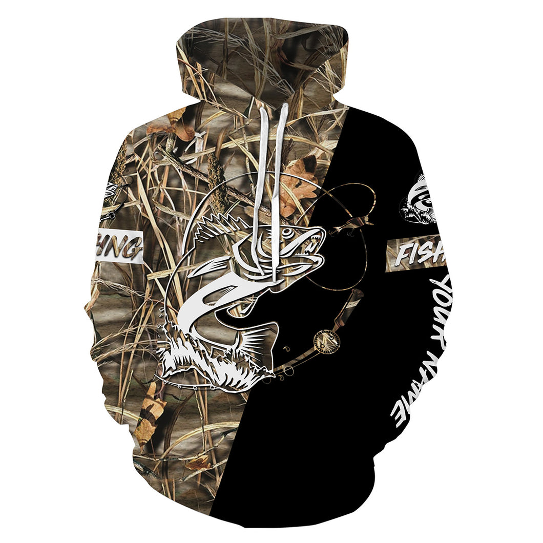 Walleye Fishing Tattoo camo black version Customize name 3D All Over Printed fishing hoodie, personalized fishing shirt for men,women NPQ68