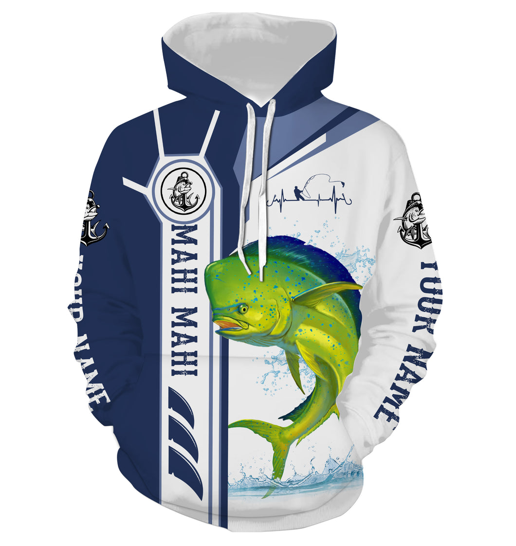 Mahi mahi dolphinfish fishing tournament Fishing jerseys Customize name 3D All Over Printed fishing hoodie NPQ496