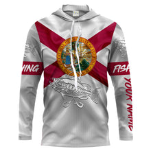 Load image into Gallery viewer, Bass fishing Florida State Flag 3D Customize Name UV protection quick dry UPF 30+ long sleeves fishing shirt for men NPQ113
