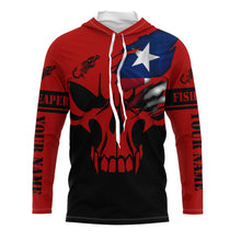 Load image into Gallery viewer, Custom Texas flag fishing fish reaper skull red and black Fishing Jersey, fishing Long sleeve shirts NQS4837
