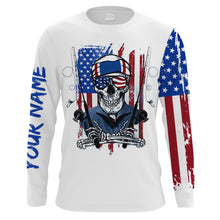 Load image into Gallery viewer, American flag fish reaper fishing Customize Name UV protection quick dry UPF 30+ long sleeves fishing shirt for men NPQ52
