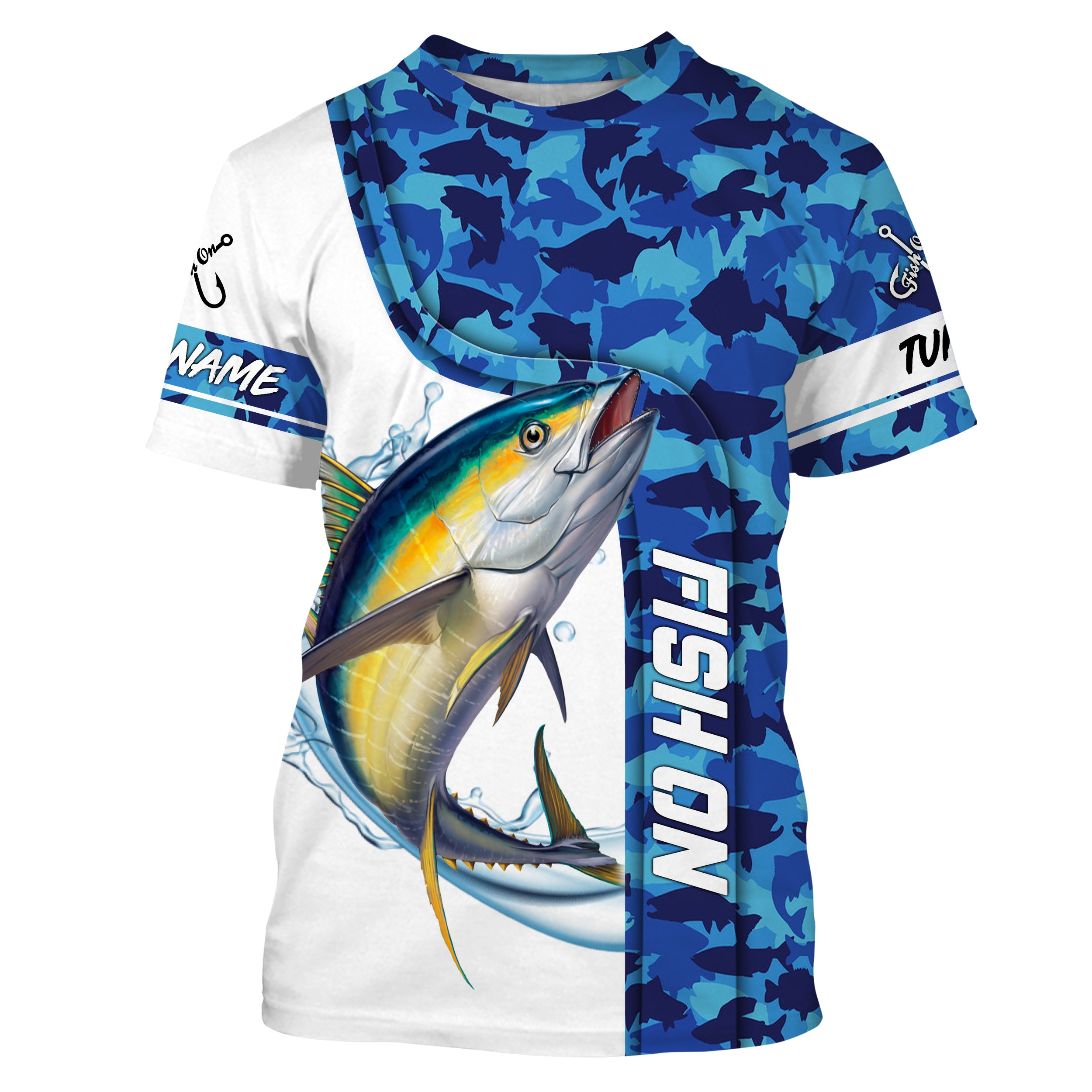 Tuna fishing blue sea camo saltwater Custom name fishing shirts jerseys | Tshirt - NPQ871