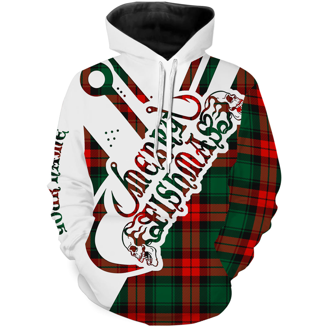 Merry Fishmas Funny Christmas Fishing ugly christmas shirt ideas Customize name 3D All Over Printed fishing hoodie NPQ388