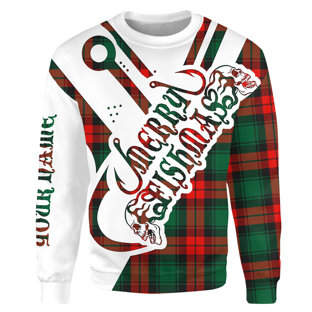 Merry Fishmas Funny Christmas Fishing ugly christmas shirt ideas Customize name All-over Print Crew Neck Sweatshirt NPQ388