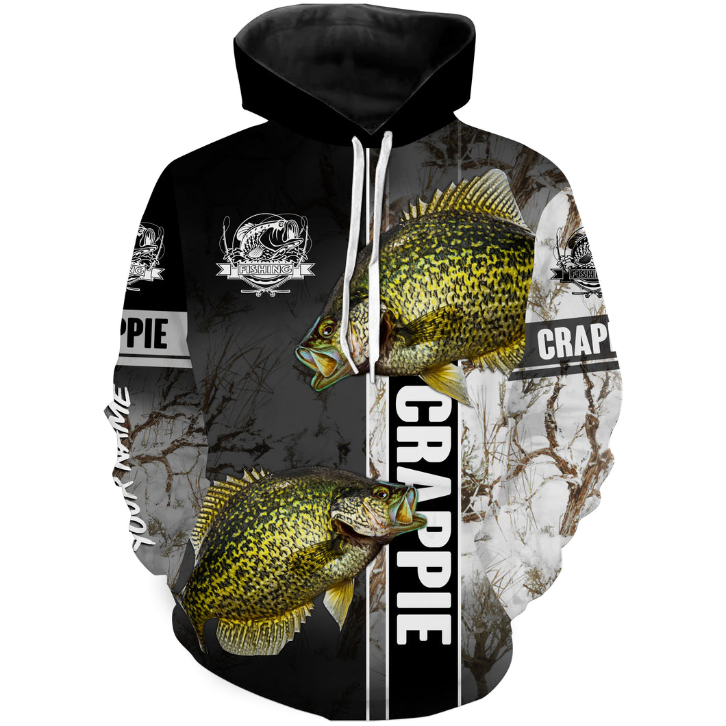 Ice fishing for crappie winter camo crappie ice fishing Customize name 3D All Over Printed fishing hoodie, gift for fisherman NPQ448