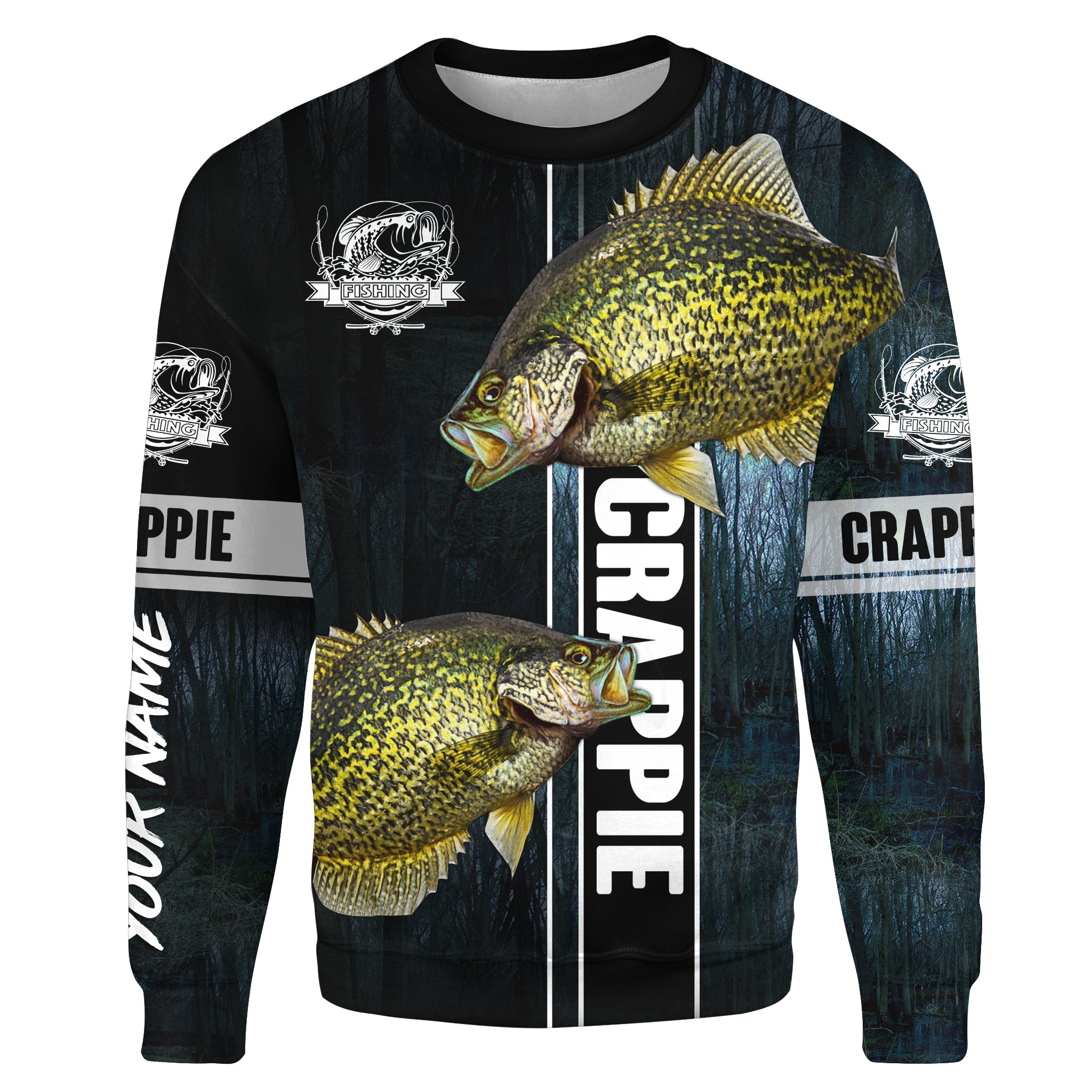 Crappie Fishing blue camo fish on custom fishing shirts for men, women Sweatshirt NPQ498