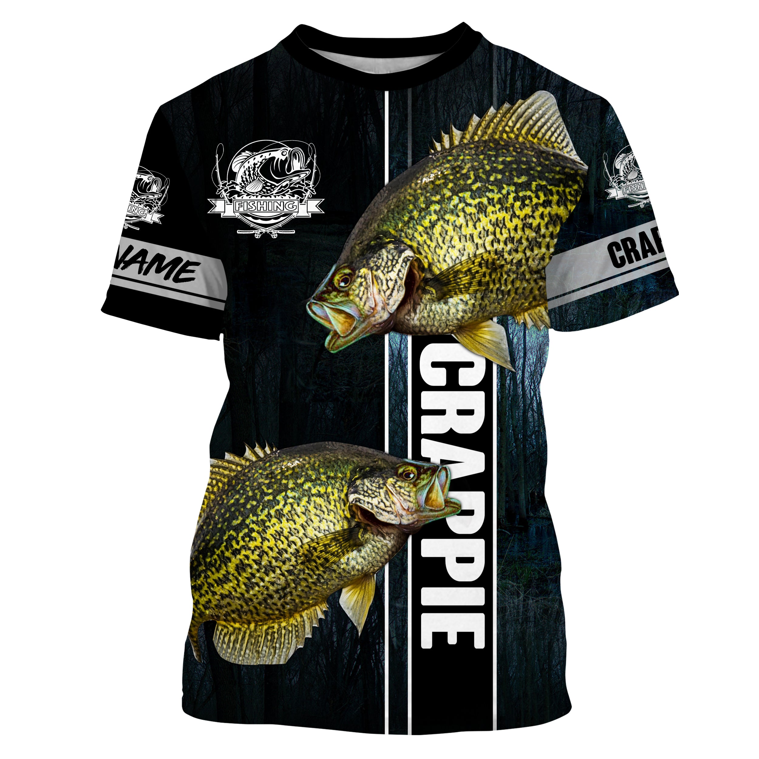 Crappie Fishing blue camo custom name fishing T-shirt - NPQ498