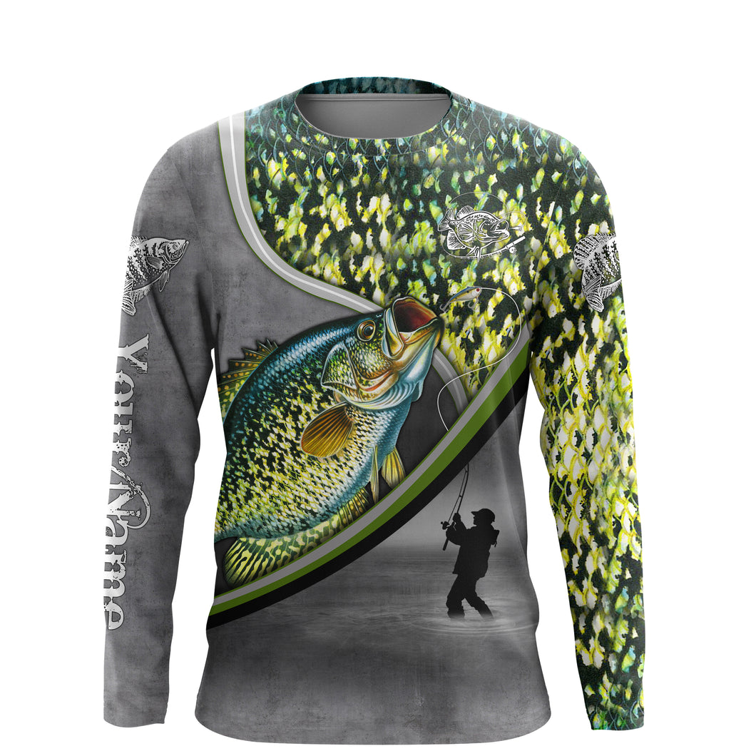 Crappie fishing scales personalized muskie fishing shirts, custom Long sleeve, Long Sleeve Hooded NPQ691