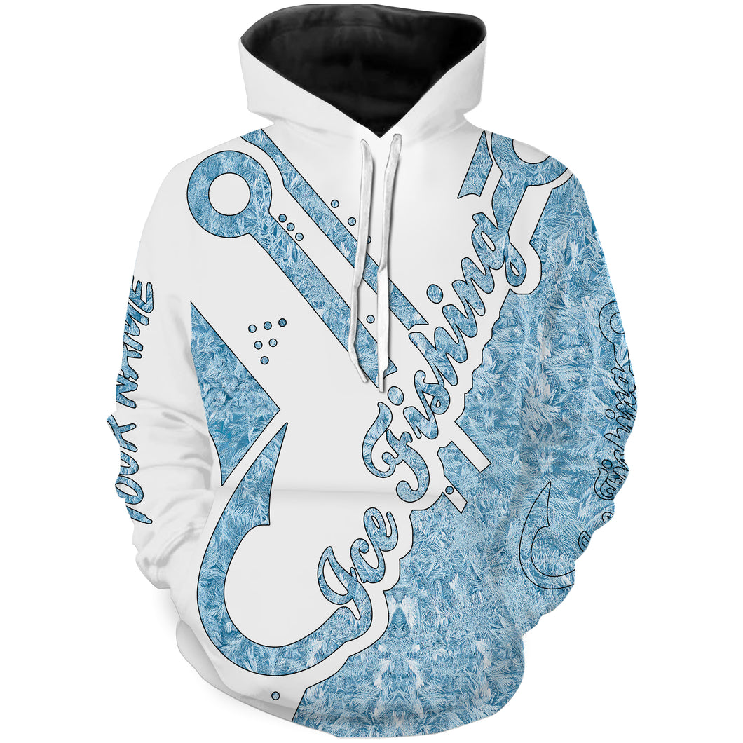 Ice fishing clothing winter camo fish hook tattoo Customize name 3D All Over Printed fishing hoodie NPQ390