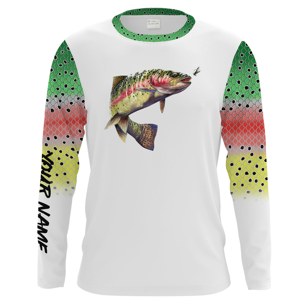 Rainbow Trout Fishing apparel UV protection UPF 30+ long sleeves fishing shirt for men NPQ65