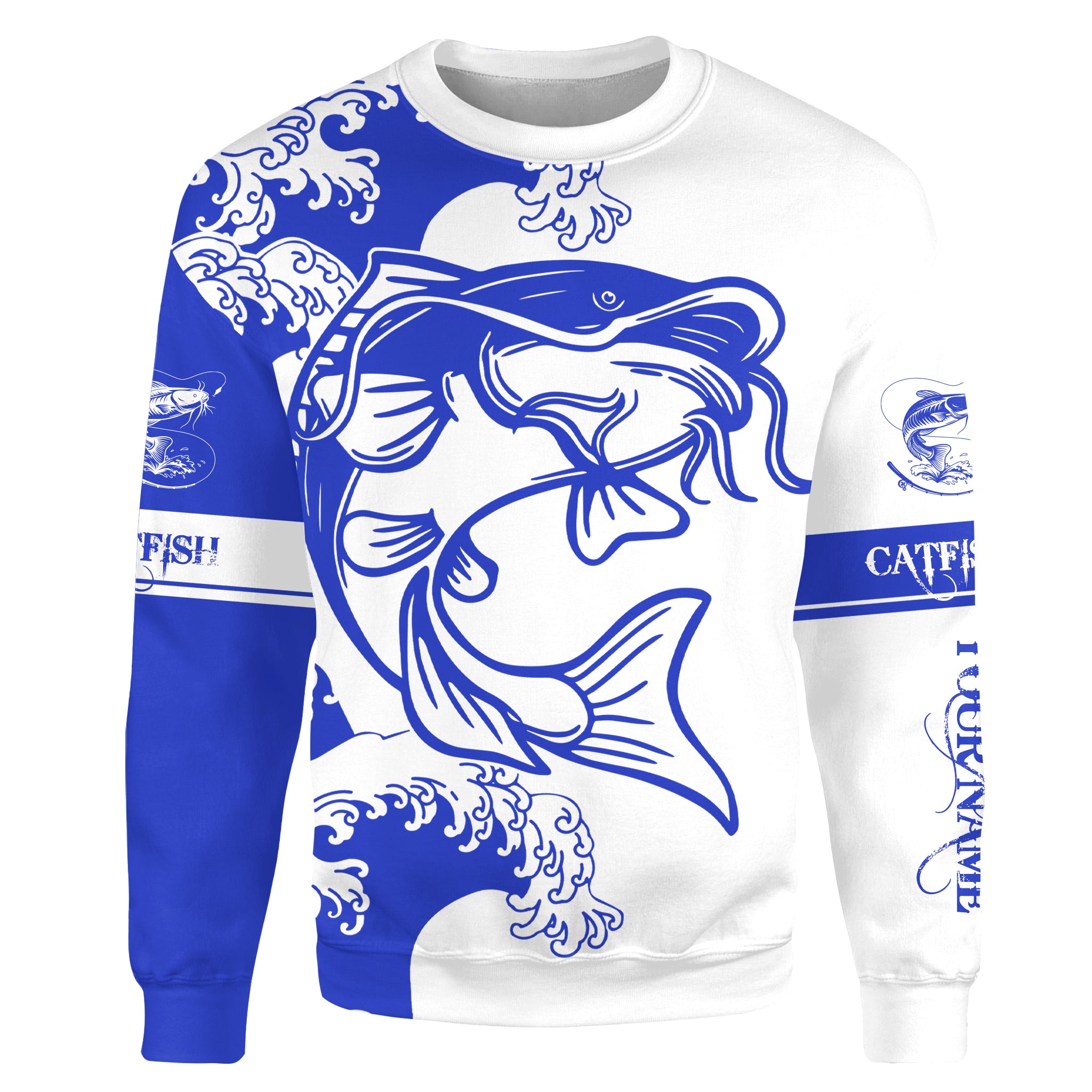 Catfish fishing tattoo blue Custom name Catfish fishing shirts jerseys | Sweatshirt - NPQ886