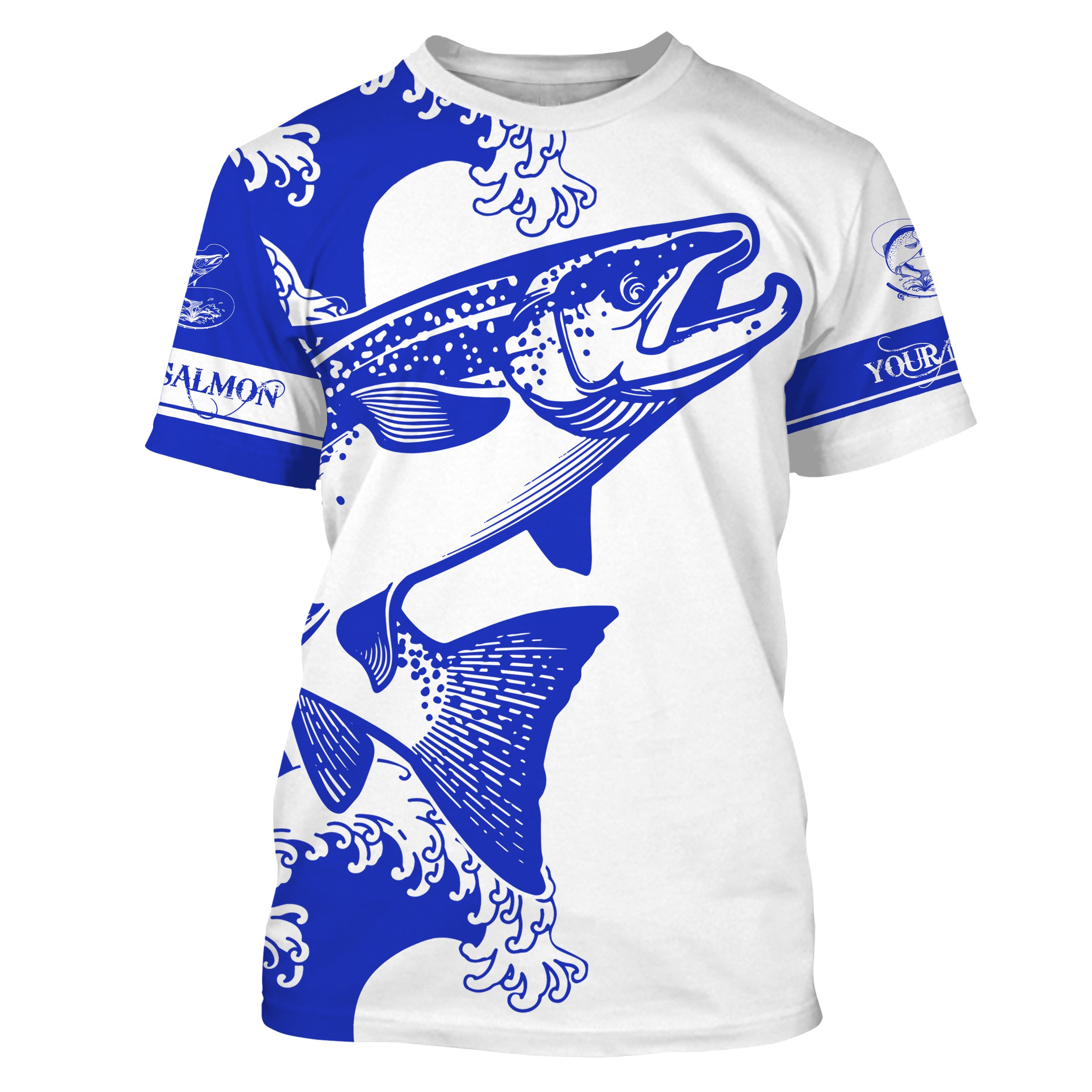 Chinook King salmon fishing tattoo blue Custom name salmon fishing shirts jerseys | Tshirt - NPQ887