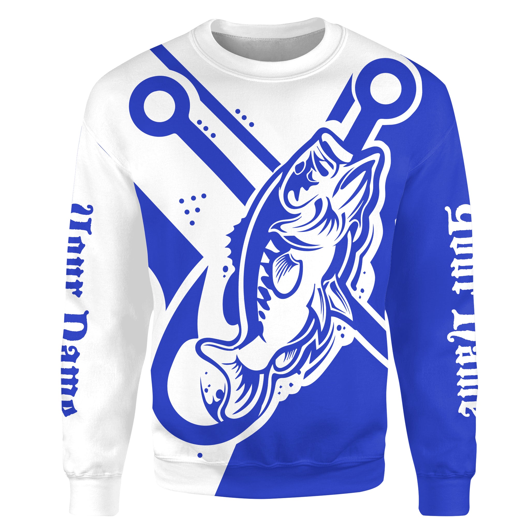 Largemouth bass fishing tattoo fish on blue Custom name Bass fishing shirts jerseys | Sweatshirt - NPQ892