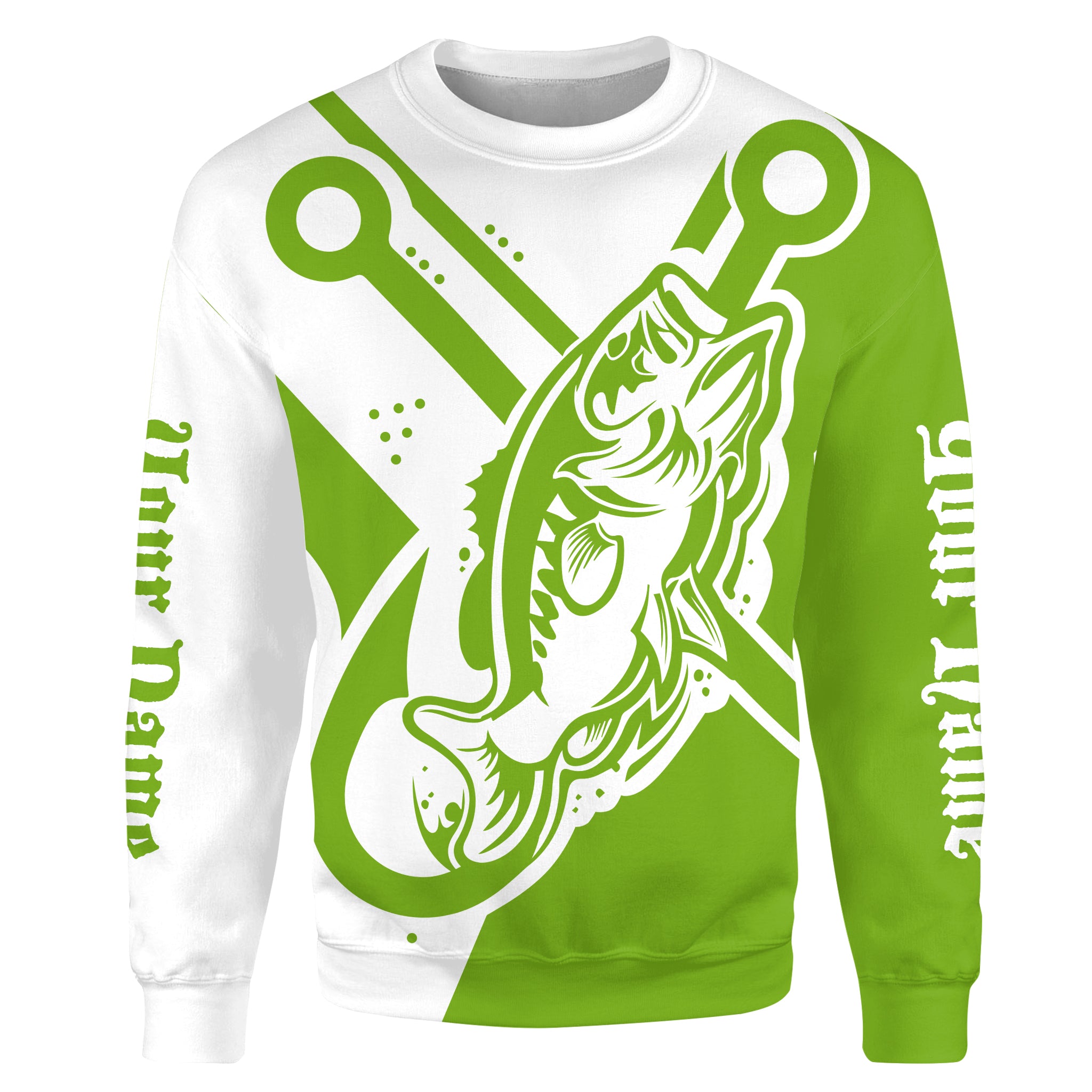 Largemouth bass fishing tattoo fish on green Custom name Bass fishing shirts jerseys | Sweatshirt - NPQ894