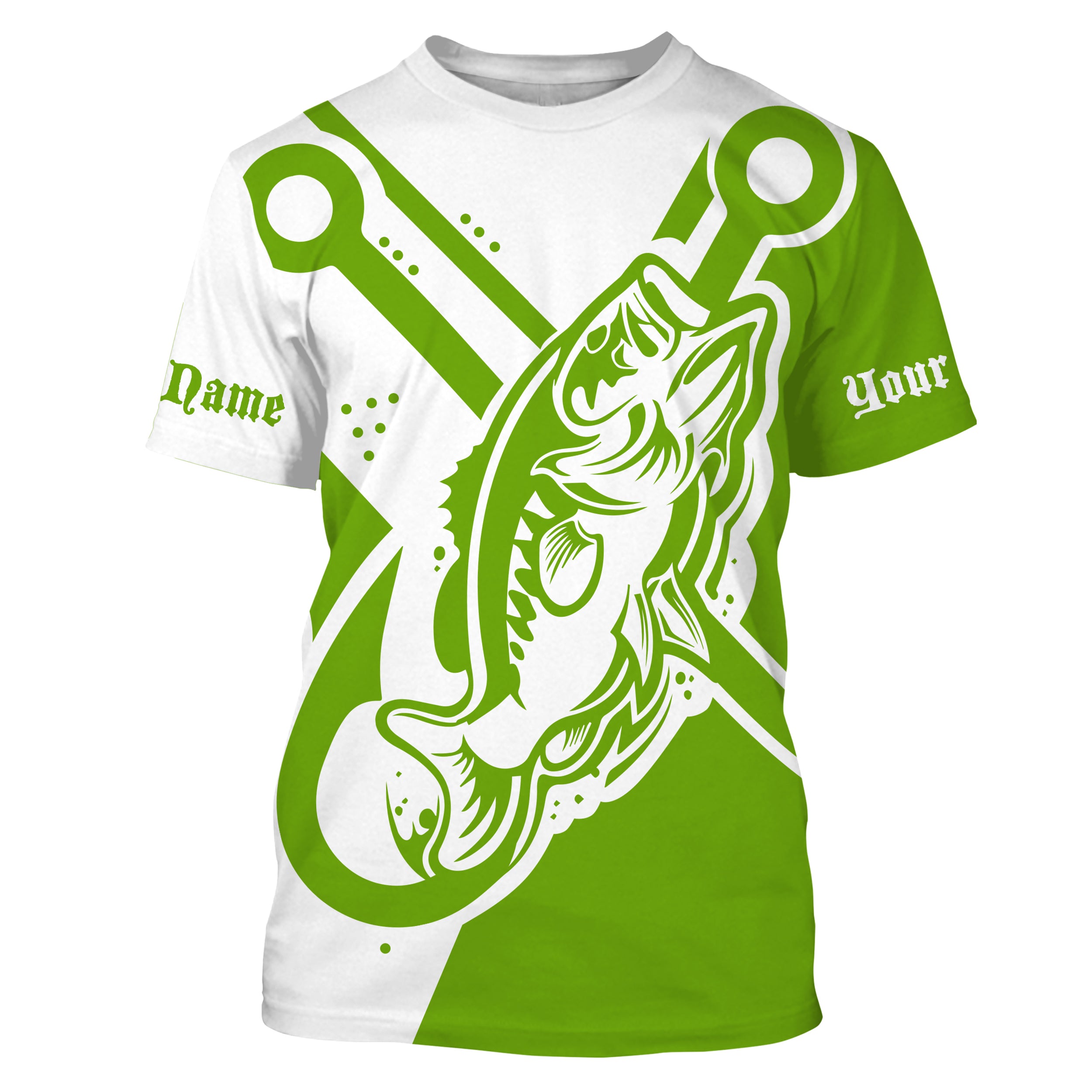 Largemouth bass fishing tattoo fish on green Custom name Bass fishing shirts jerseys | Tshirt - NPQ894