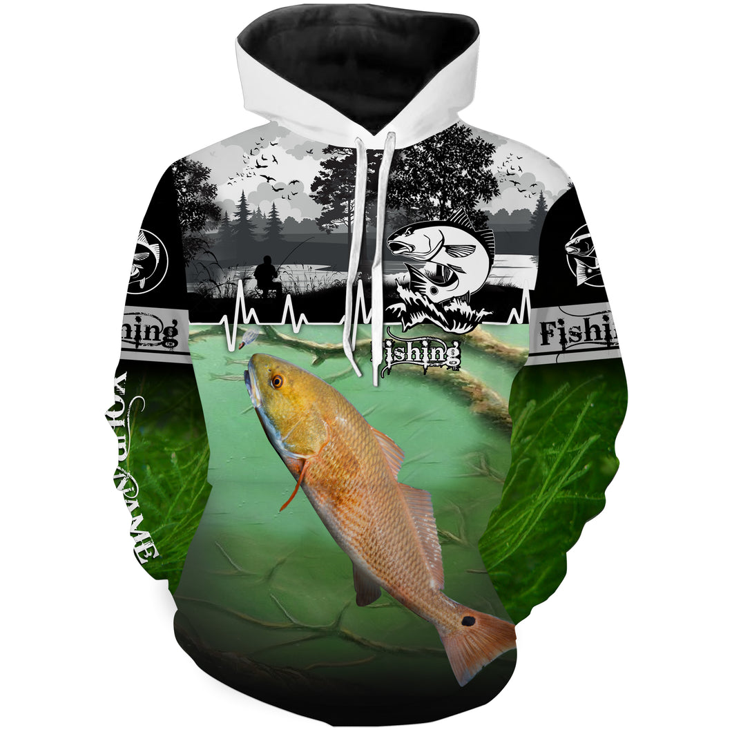 Redfish puppy drum Fishing shirts Customize name 3D All Over Printed fishing hoodie NPQ474