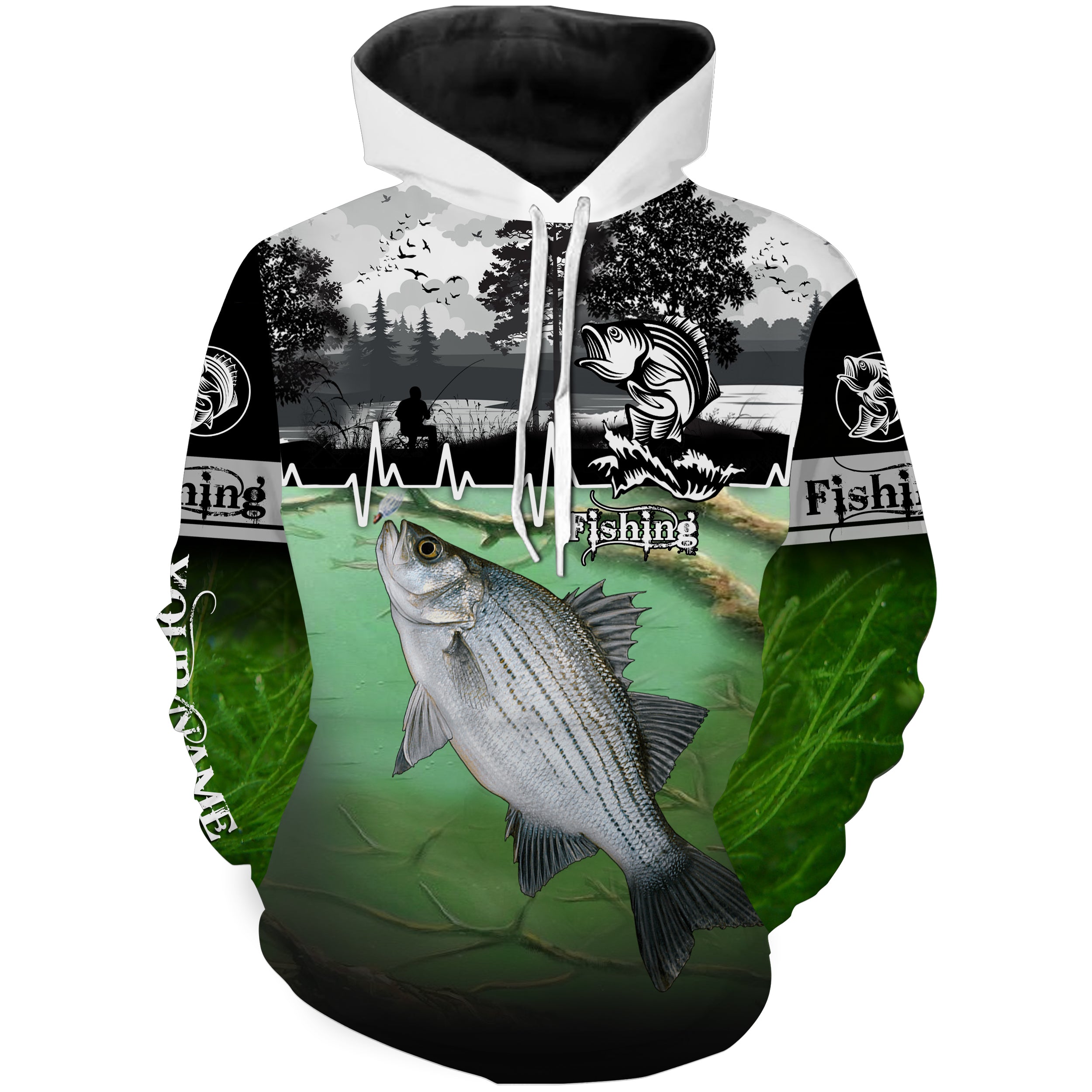 White bass Fishing freshwater fish Fishing shirts Custom name fishing hoodie NPQ481