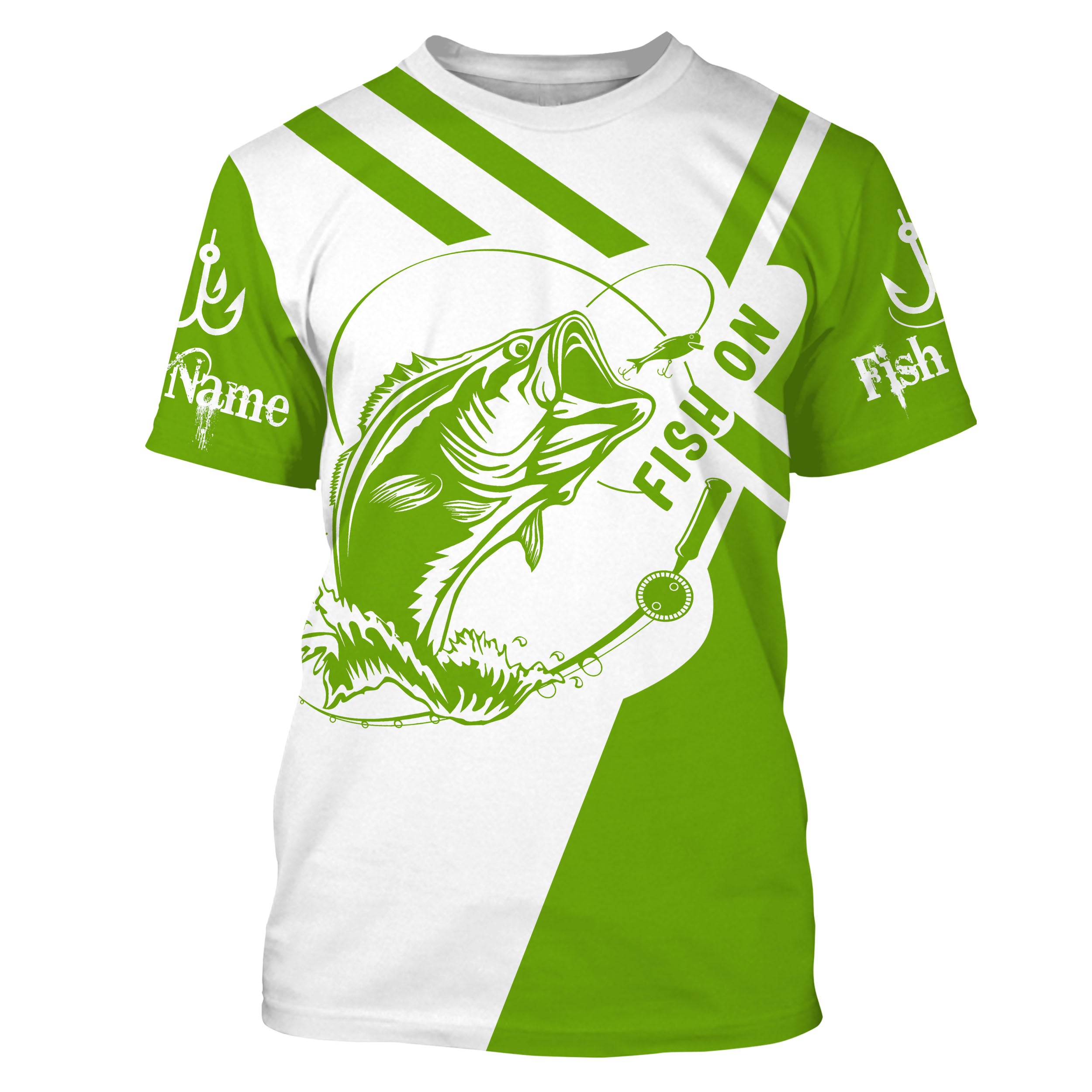 Largemouth Bass fishing clothes green Custom Name 3D All Over Printed Tshirt - NPQ615