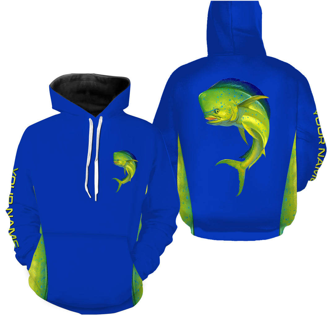 Mahi mahi ( Dorado) fishing blue ocean Mahi mahi scales Customize name 3D All Over Printed fishing hoodie NPQ410