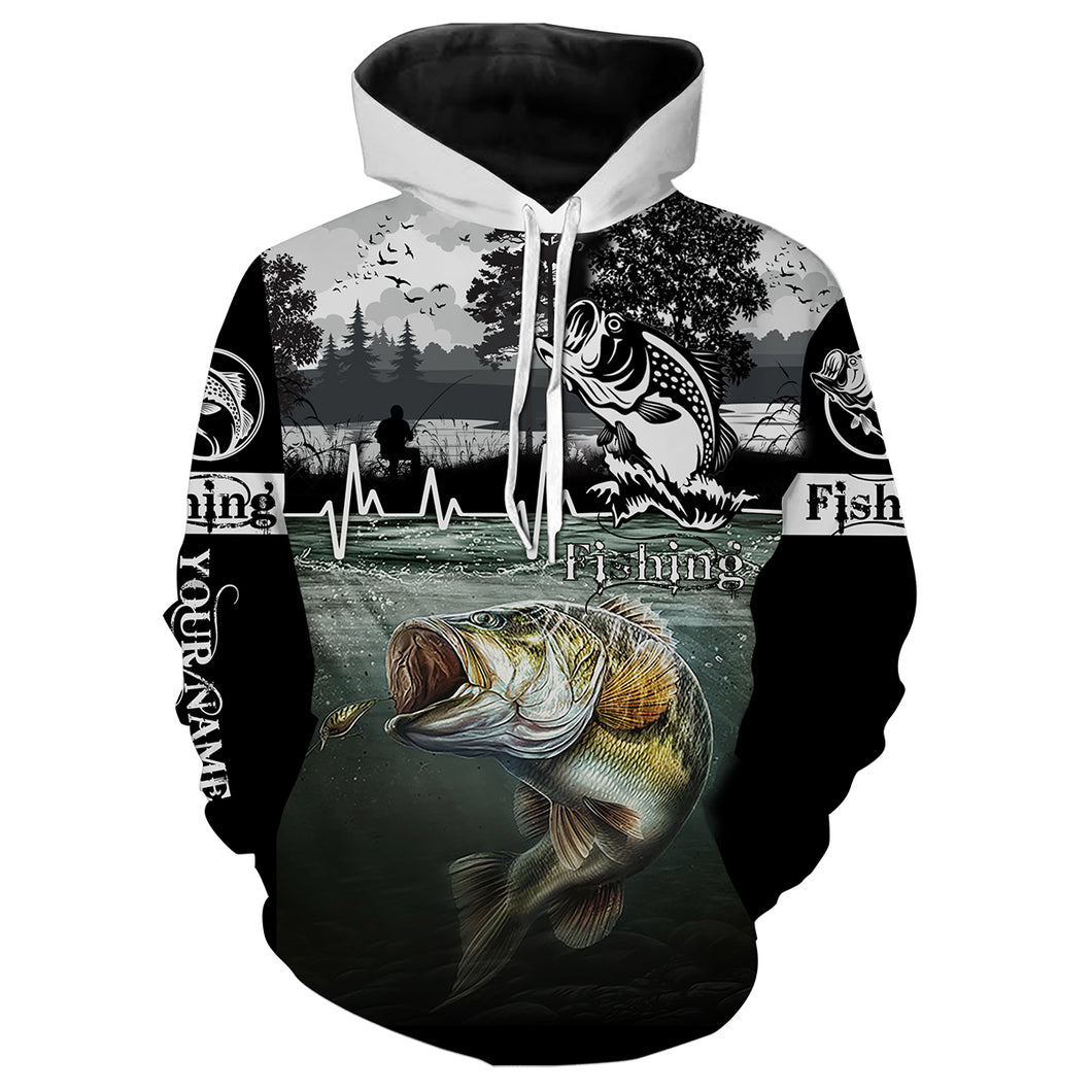Largemouth Bass Fishing Customize name 3D All Over Printed fishing hoodie, Personalized Fishing gift For men, women NPQ249