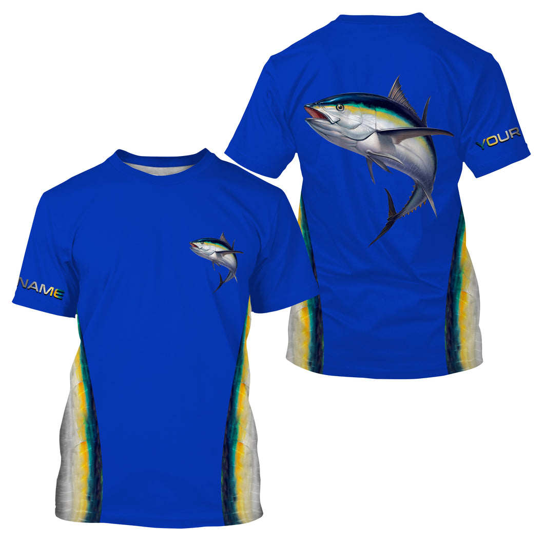 Tuna fishing blue ocean tuna fish scales saltwater fishing Customize Name All-over Print Unisex fishing T-shirt NPQ414
