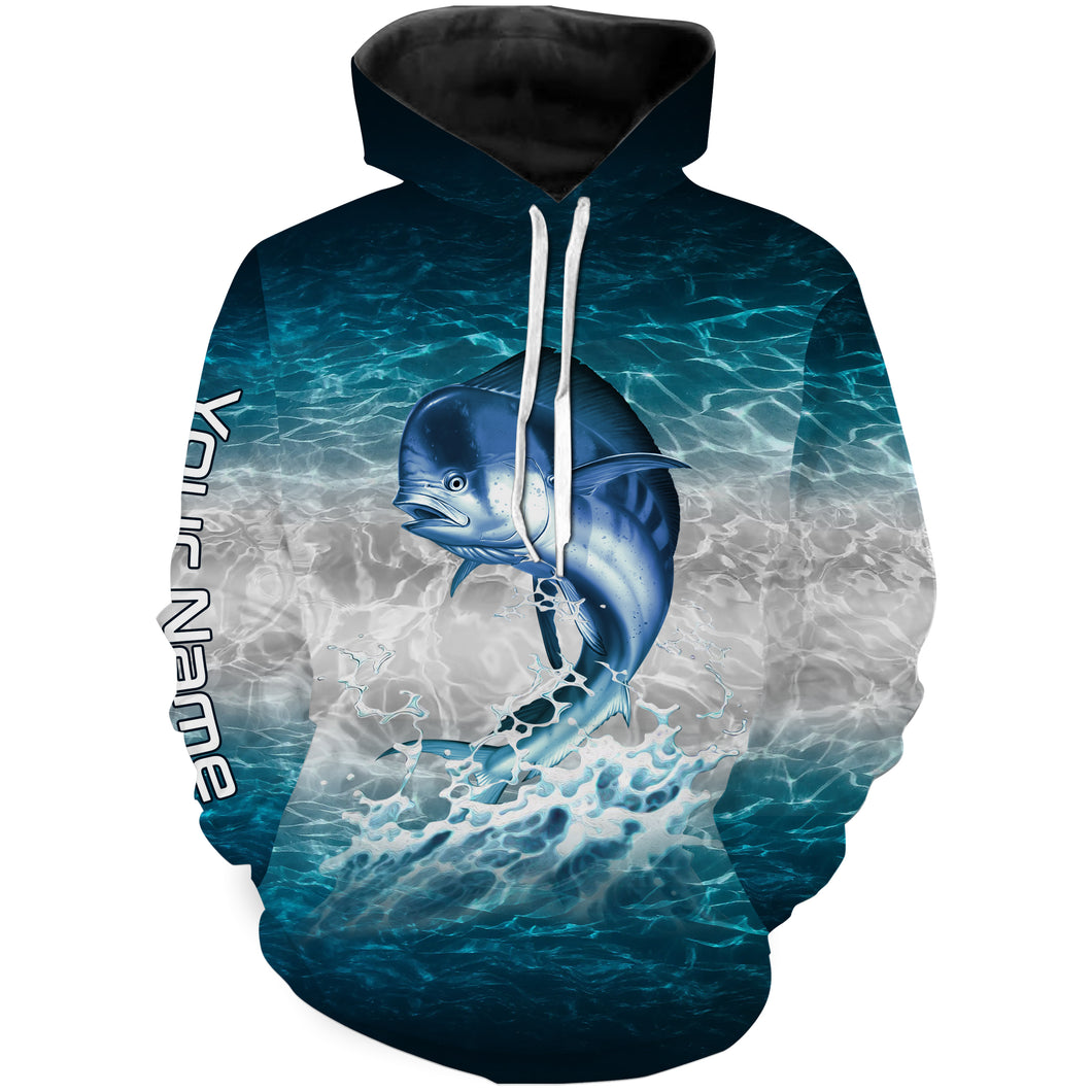 Mahi-mahi Dorado fishing blue sea water camo Custom name fishing jerseys  | Hoodie - NPQ856