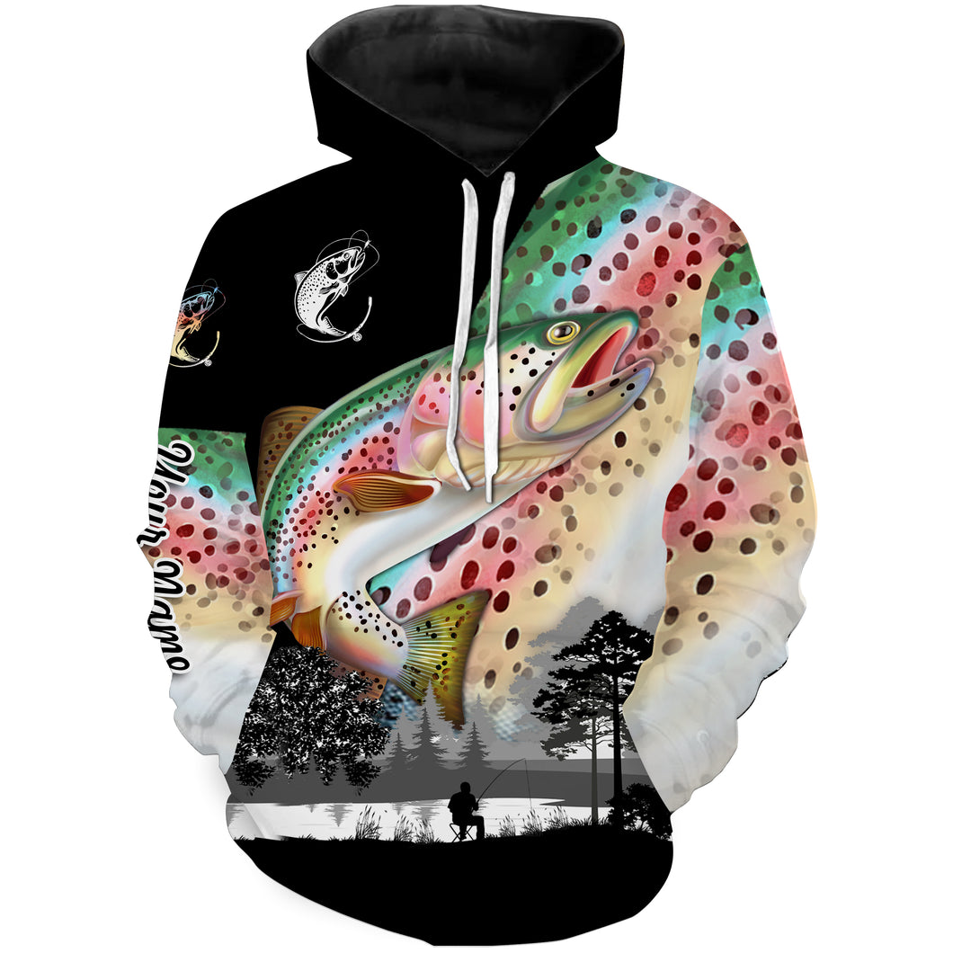 Rainbow trout fishing scales Custom name fishing shirts jerseys  | Hoodie - NPQ860
