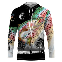 Load image into Gallery viewer, Rainbow trout fishing scales Custom name Long sleevefishing shirts, Long Sleeve Hooded NPQ860
