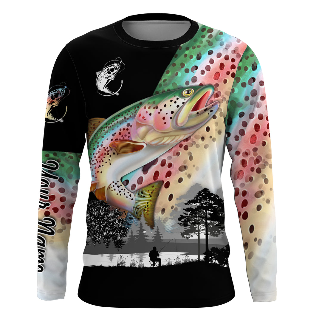 Rainbow trout fishing scales Custom name Long sleevefishing shirts, Long Sleeve Hooded NPQ860