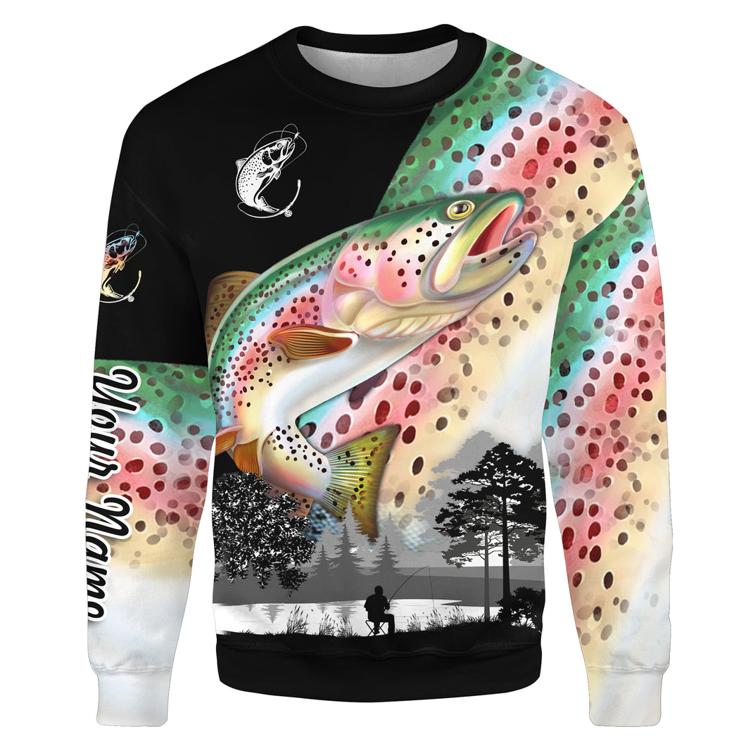 Rainbow trout fishing scales Custom name fishing shirts jerseys | Sweatshirt - NPQ860