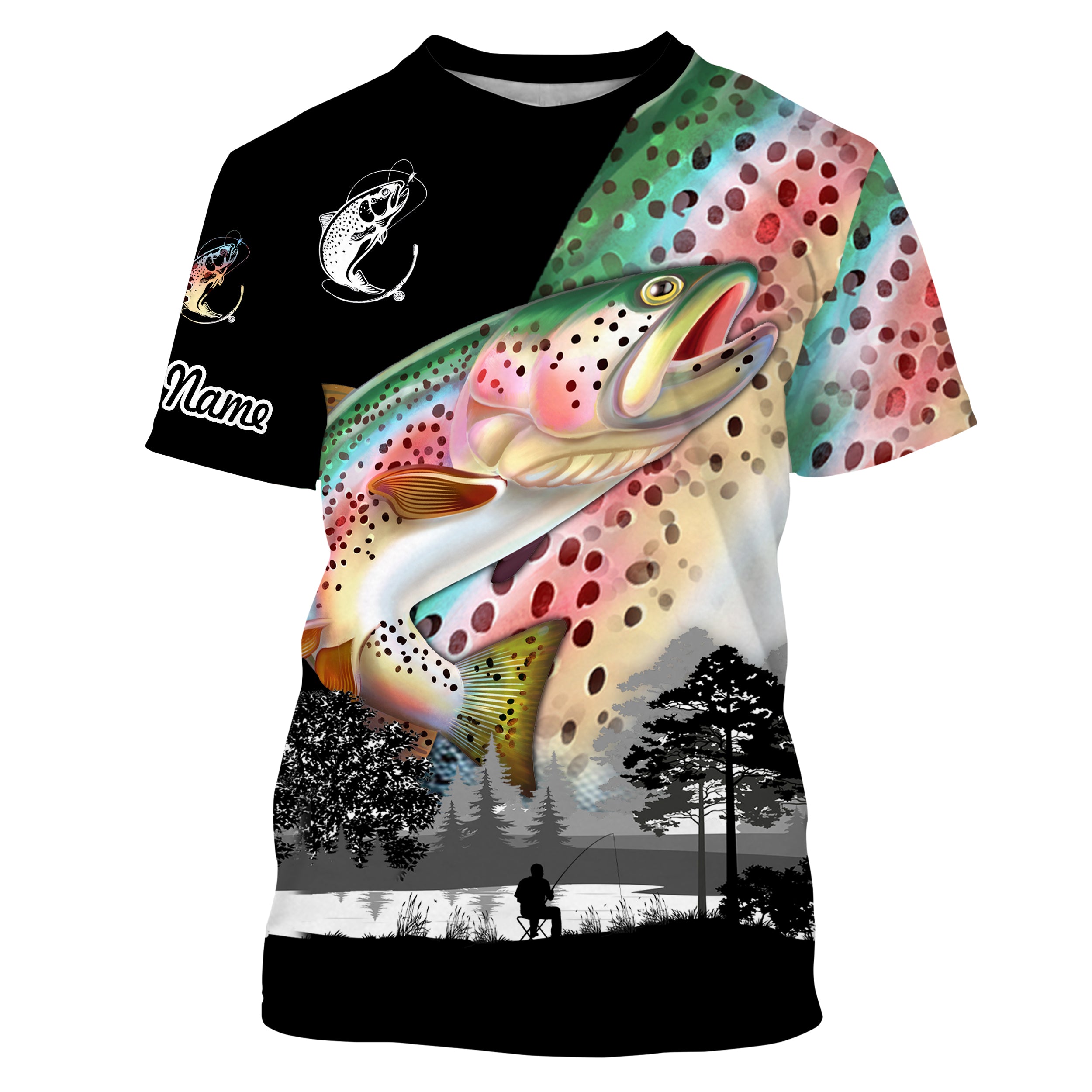 Rainbow trout fishing scales Custom name fishing shirts jerseys | Tshirt - NPQ860